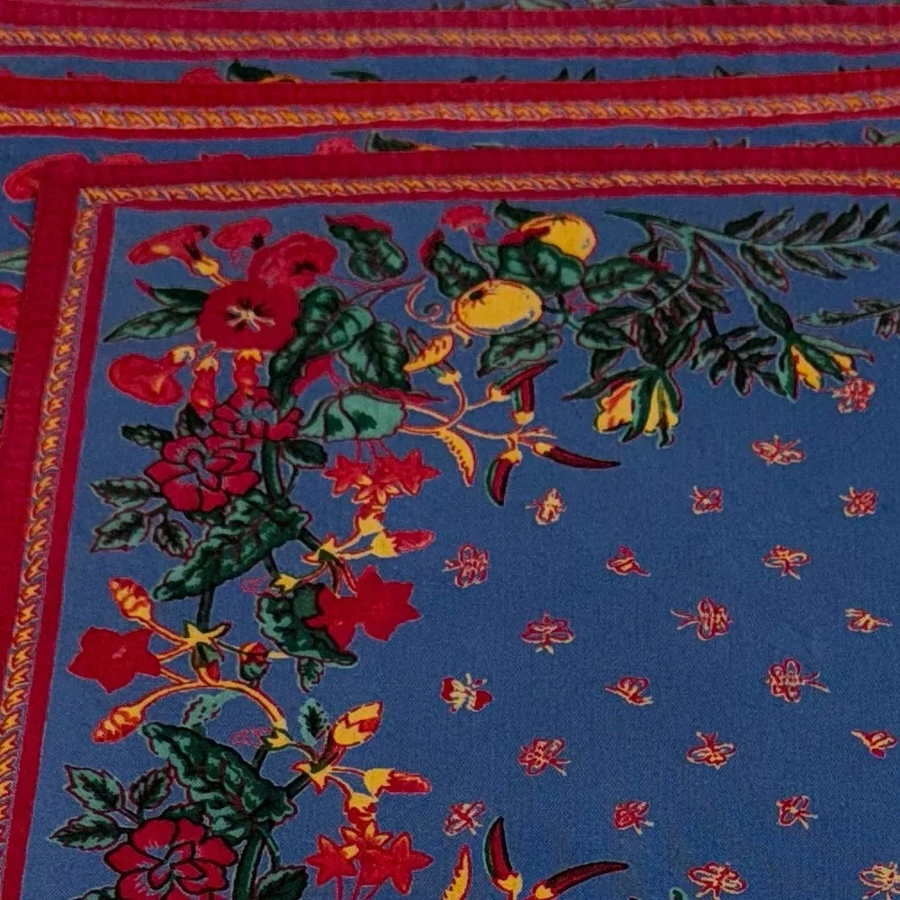 Williams Sonoma 'Provence' Blue & Red French Country Cotton Placemats VTG 1990's